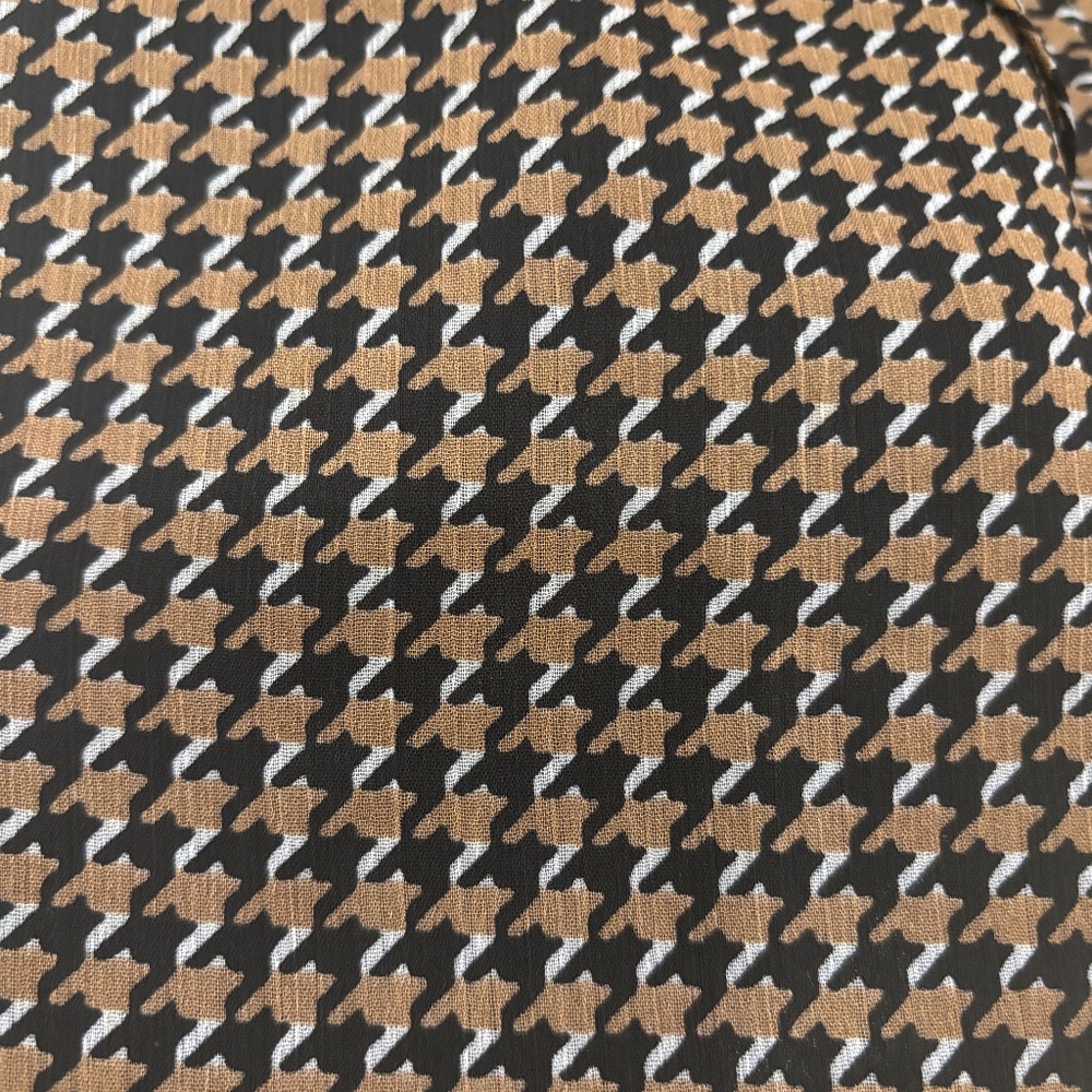 Tommy Hilfiger Brown Houndstooth Ruffle Tie Neck Long Sleeve Blouse size Large - Picture 3 of 11